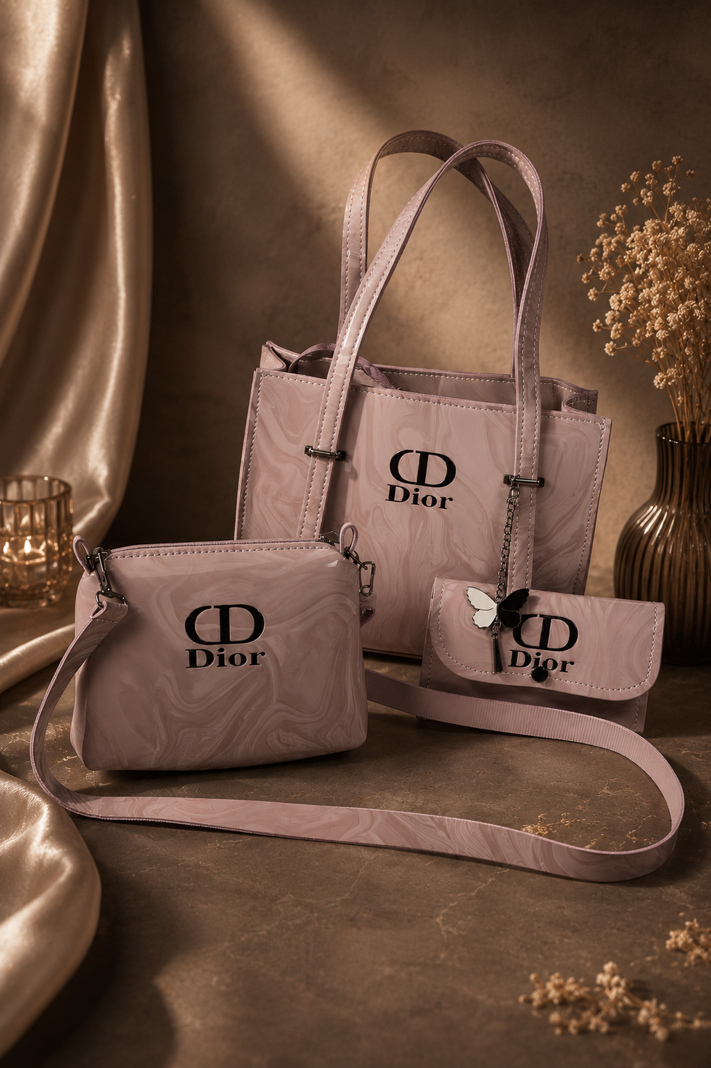 Ghazali Blush Elegance – 3-Piece Bag Set